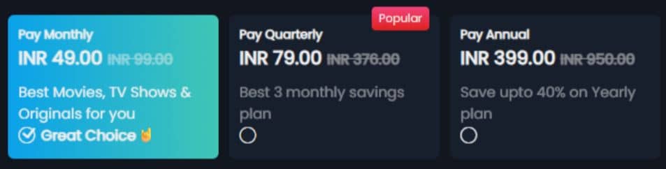 India Pricing Plans