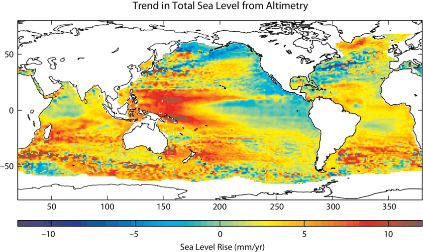 Trend in total sea level from altimetry
