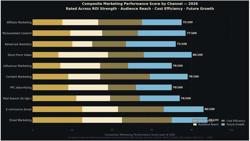 Composite Marketing Performance By Channels Across ROI