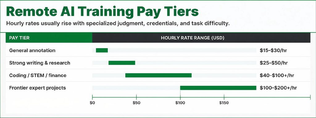 Remote AI Training Pay Statistics by Hourly Rates